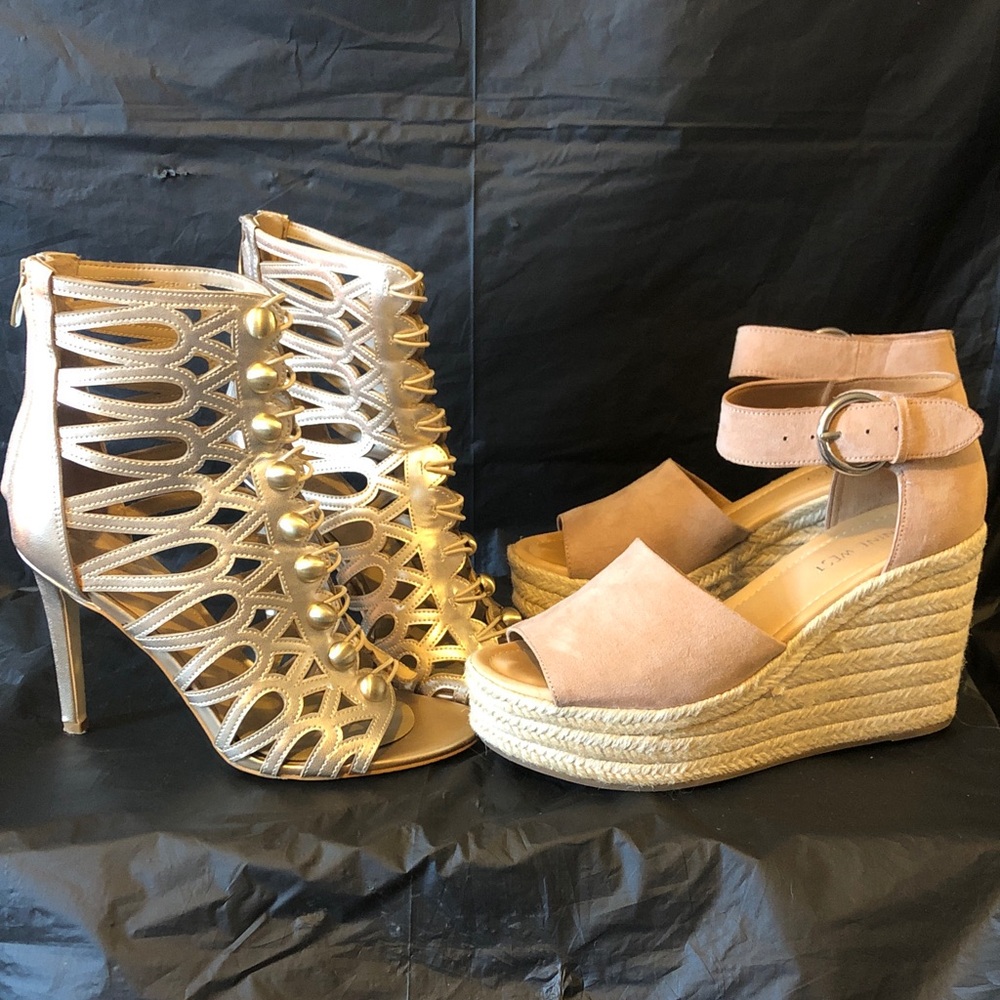 Outstanding size 8 Eco bundle Vegan cage heels and espadrilles Guess & 9 West